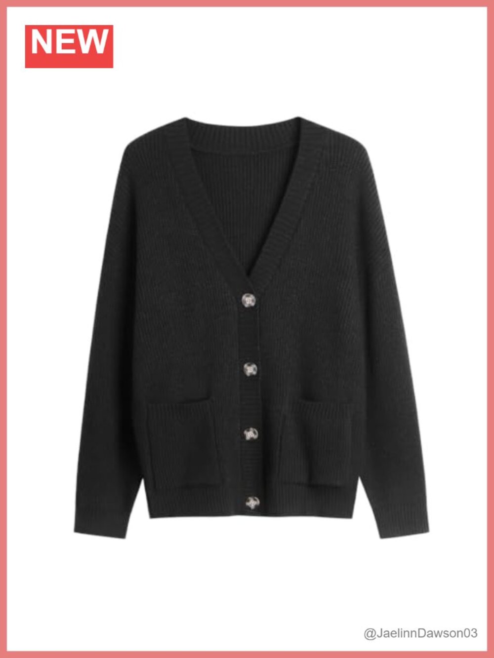 Women's Ribbed Knit V-Neck Button Front Cardigan Sweater with Pockets